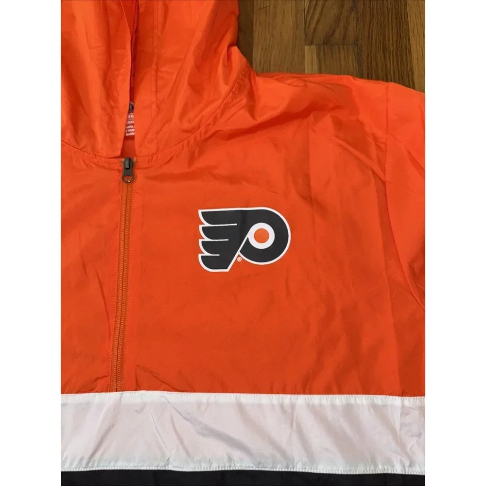 NHL Philadelphia Flyers Rain Pullover Jacket Windbreaker Hooded Men's XL - Picture 2 of 7